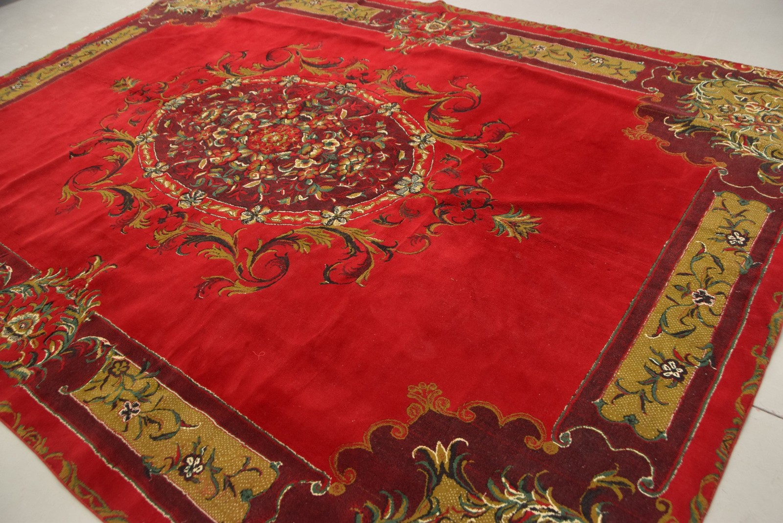 Rug, 9×12,3 ft Vintage Rug, Red Oriental Rug Wool