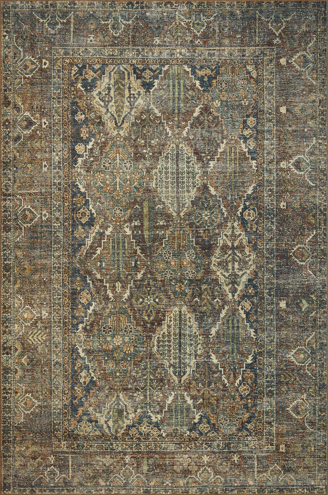 Loloi Magnolia Home Joanna Gaines Banks BAN-05 Spice Blue Washable Accent Rug