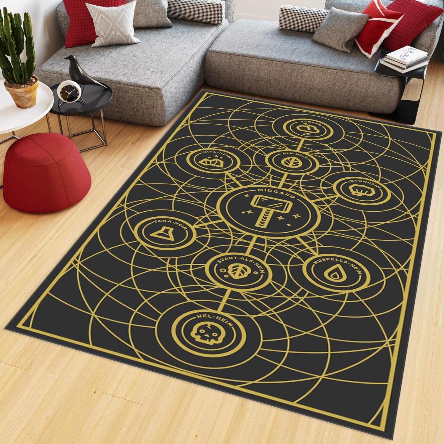 Hammer Rug, Golden Motifes Rug, Luxury Motif Rug, Living Room Rugs, Room Decor,
