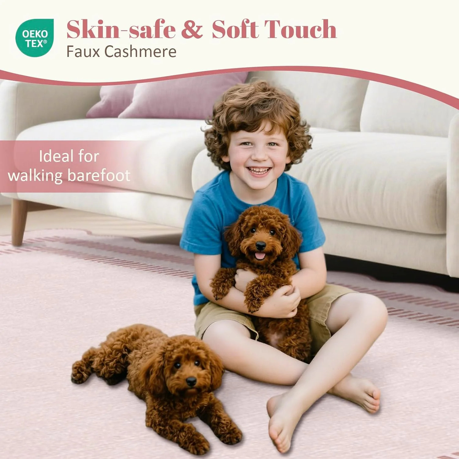 Pink Rugs for Bedroom Girls, 5×7 Washable Non Slip Area Rugs for Living Room, So