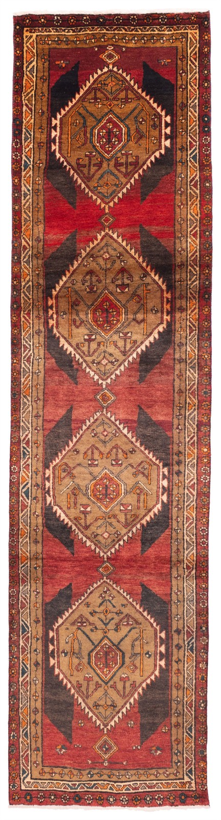 Vintage Hand-knotted Runner Rug 3’3″ x 13’0″ Traditional Oriental Wool Carpet