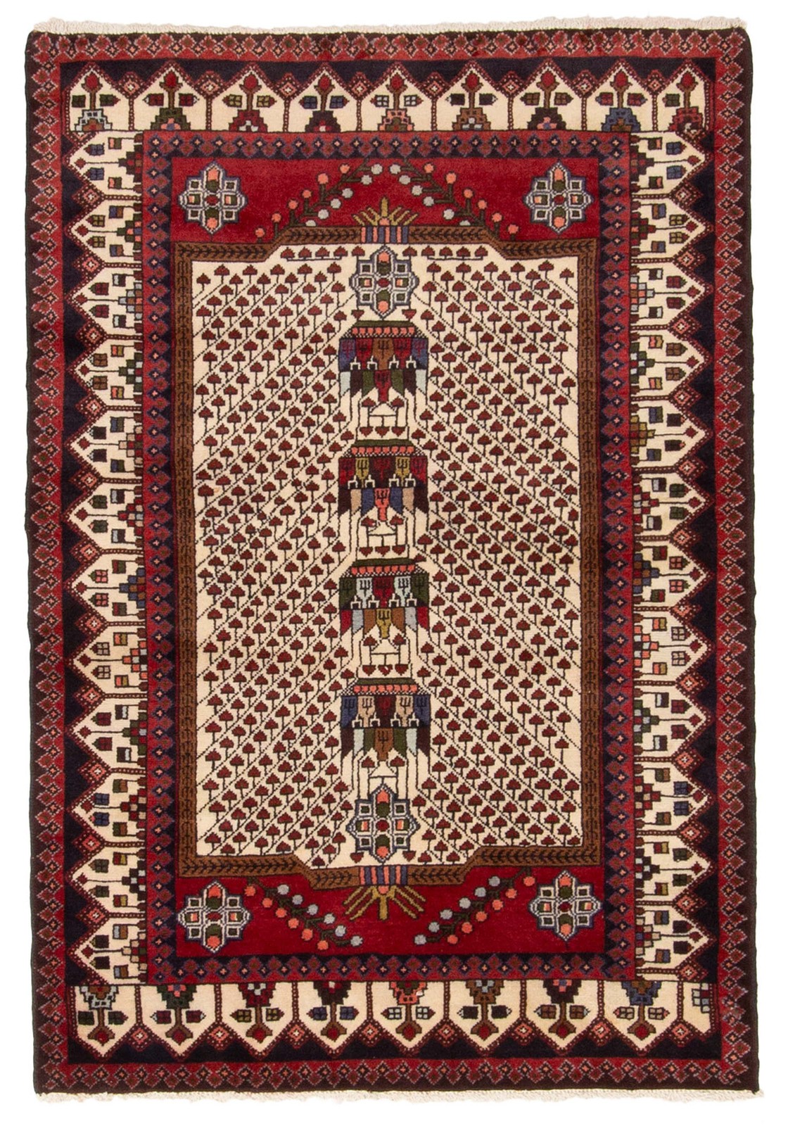 Vintage 3’5″ x 4’9″ Traditional Hand Knotted Vegetable Dye Wool Area Rug