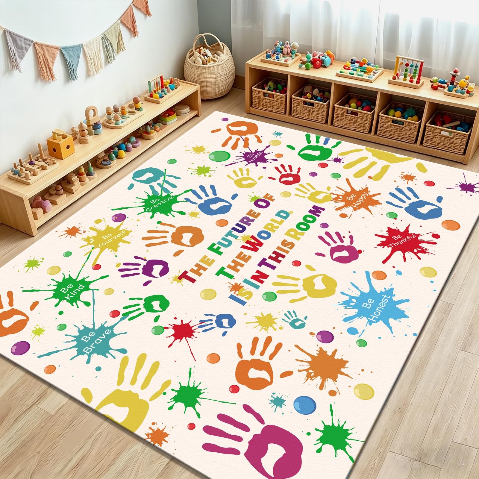 Kids Rug 78.7 X 59 Inch Washable Non-Slip Plush Area for Playroom – Soft Indoor