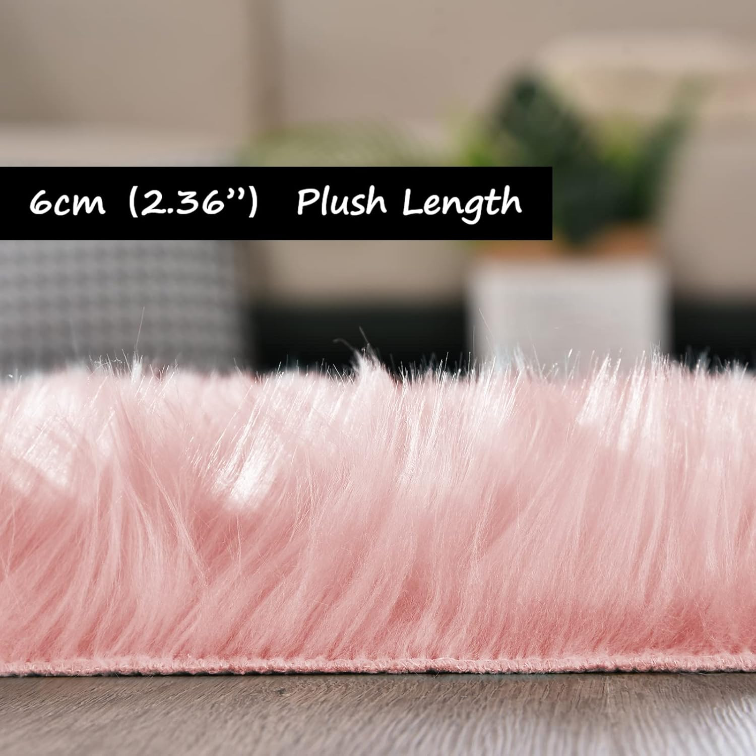Pink Fur Rug for Bedroom Sheepskin Rug 2X6 Fluffy Runner Rug Dorm Fuzzy Furry Cu
