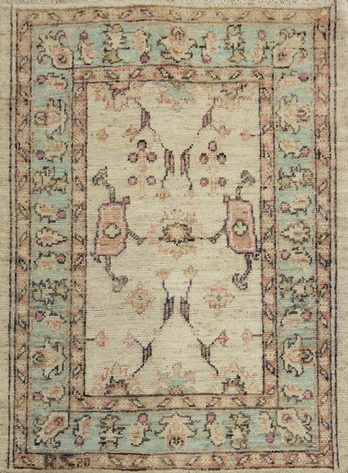Vegetable Dye Traditional Oushak Turkish Handmade Rug 3×4 ft Foyer Sized Carpet