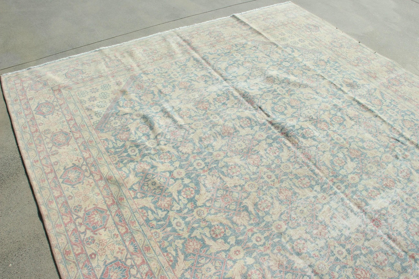 8,1×11,4 ft Rug, Vintage Turkish Rug, Blue Wool Rug