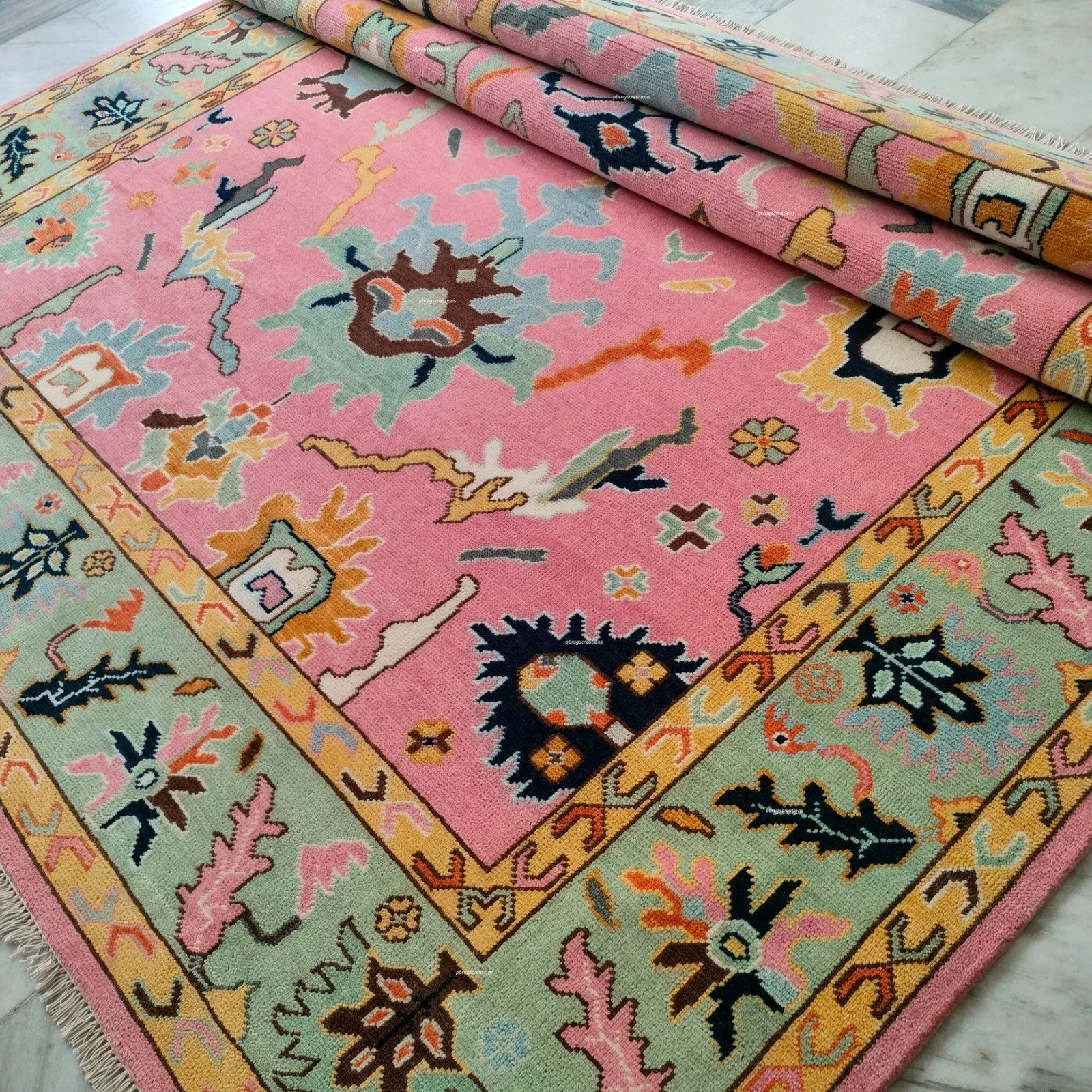 Exquisite Pink Rug, Oushak Rug, Turkish Hand-Knotted Rug home decor rug Area rug