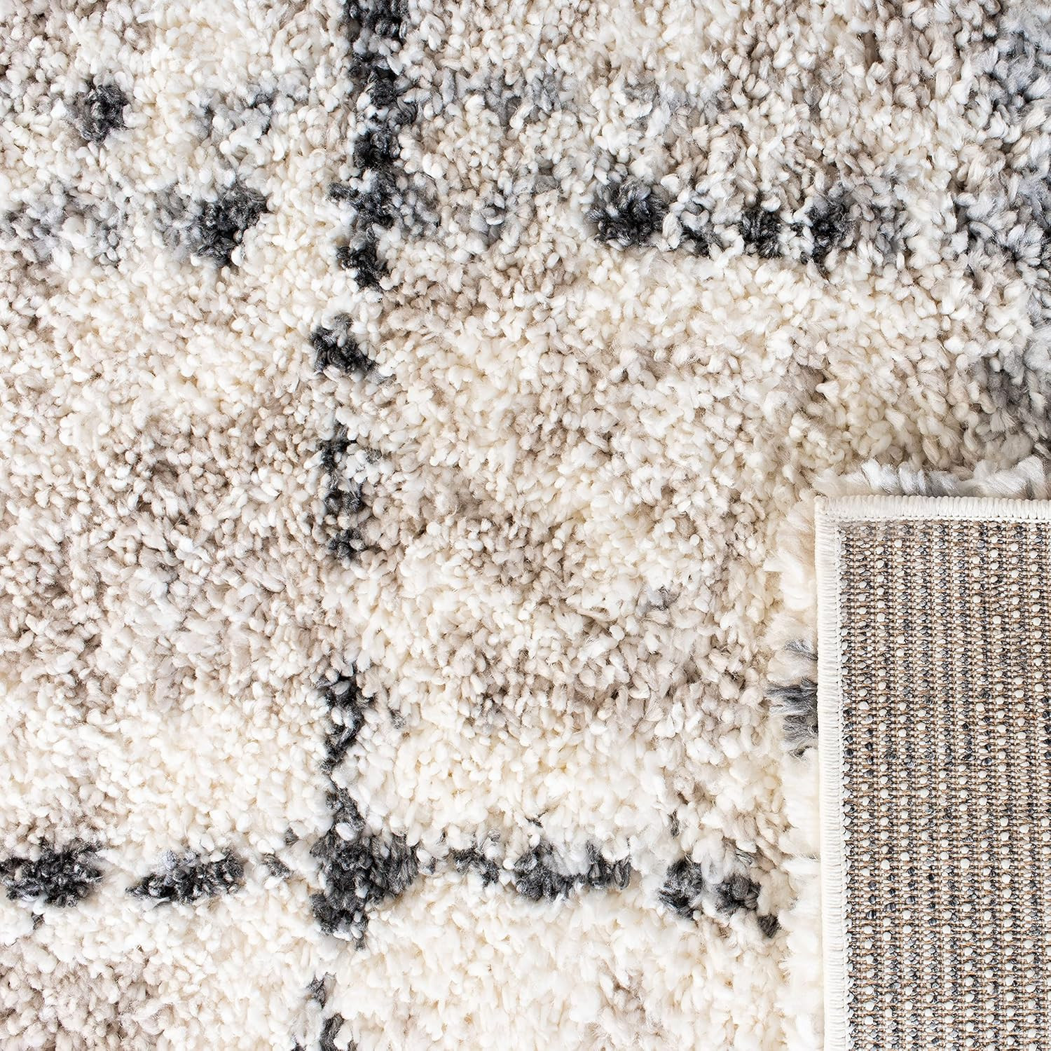 Fontana Shag Area Rug 6’7″ x 9′ – Grey & Ivory, Modern Design, Easy Care