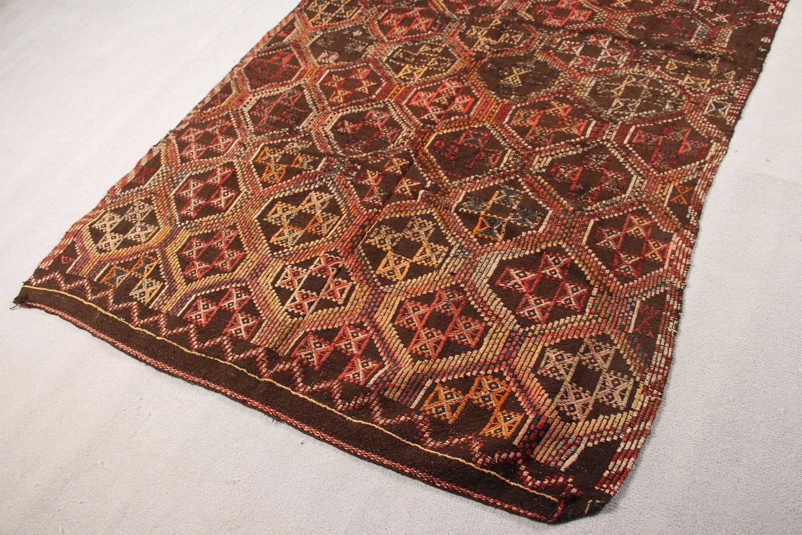 Turkish Vintage Rug 4,9×9,4 ft, Brown Southwestern Wool Rug