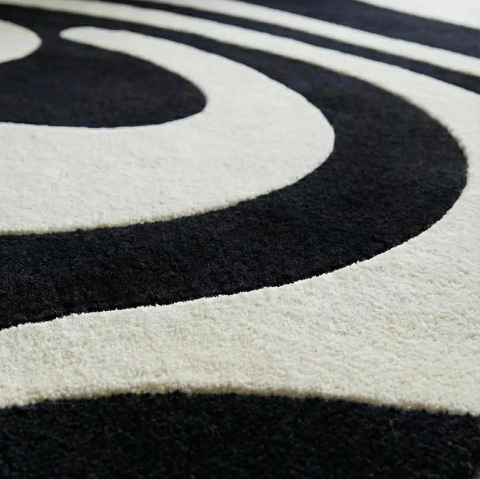 Hand Tufted Black & Ivory Area Rug – Modern Wool Rug, Luxury Contemporary Carpet