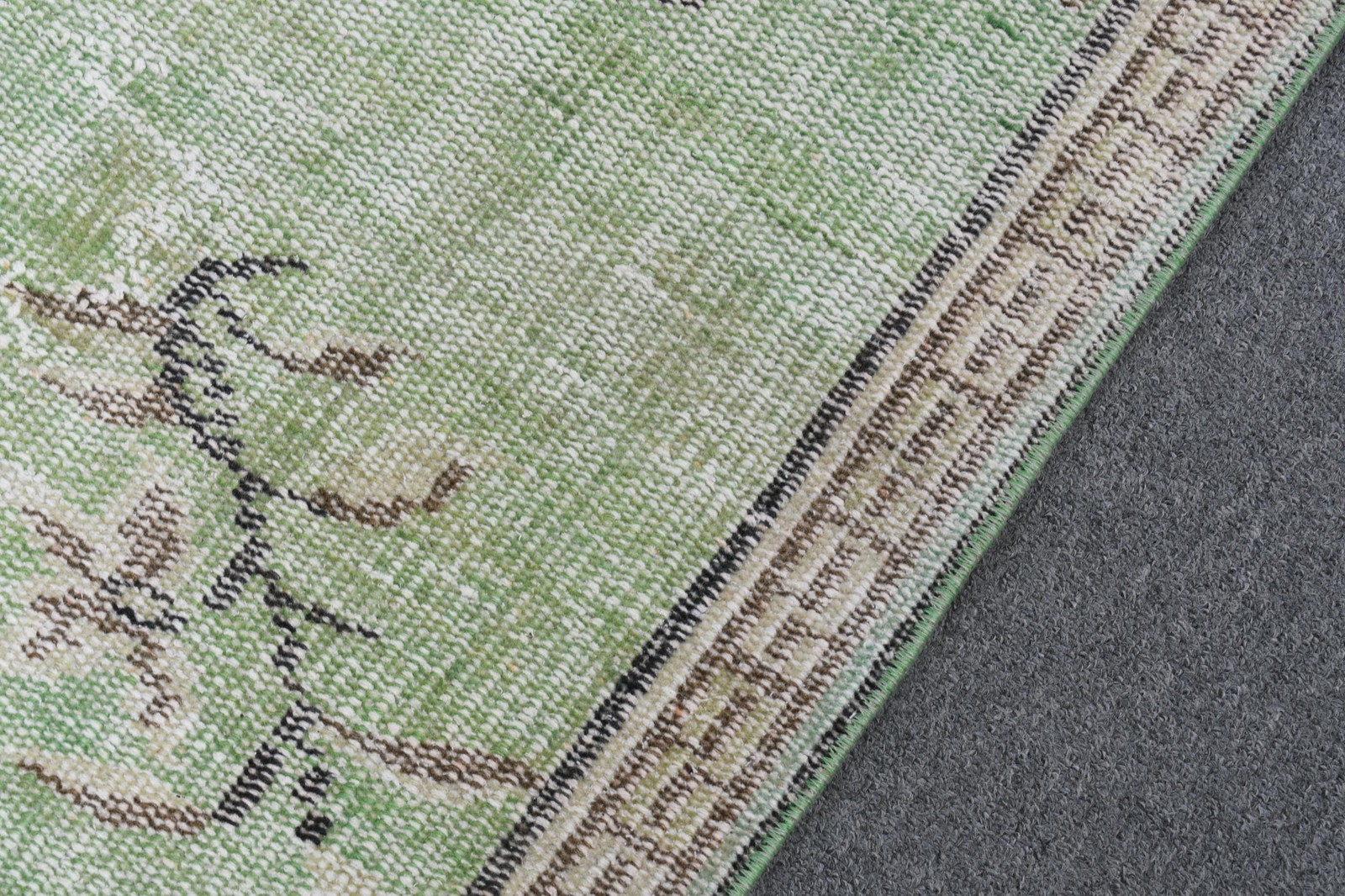 Turkish Area Rug, 4,5×8,1 ft Vintage Rug, Green Floral Wool Rug