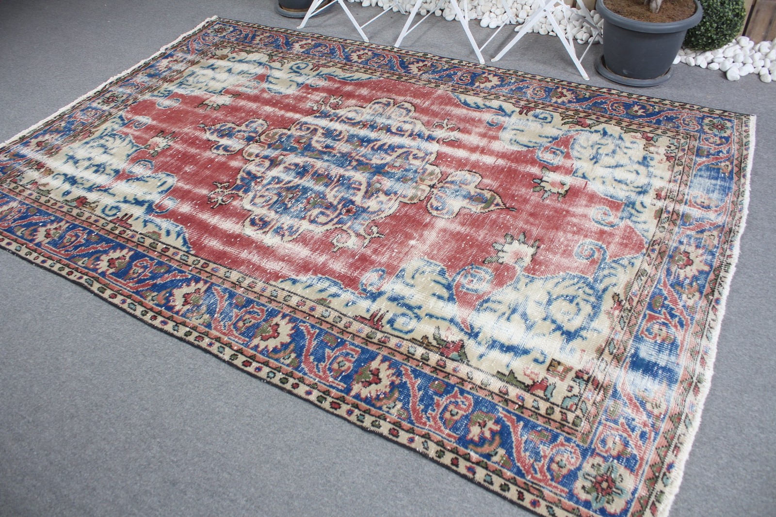 5,8×8,7 ft Large Vintage Rug, Red Oriental Turkish Rug