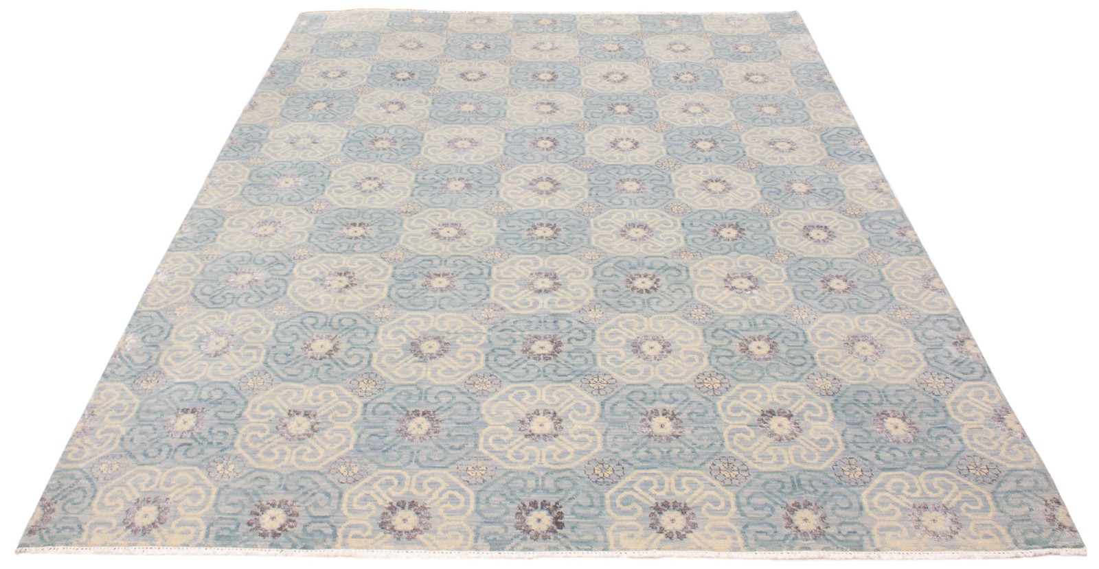 Traditional Light Blue Hand-knotted Area Rug 9’0″ x 12’0″ Oriental Carpet