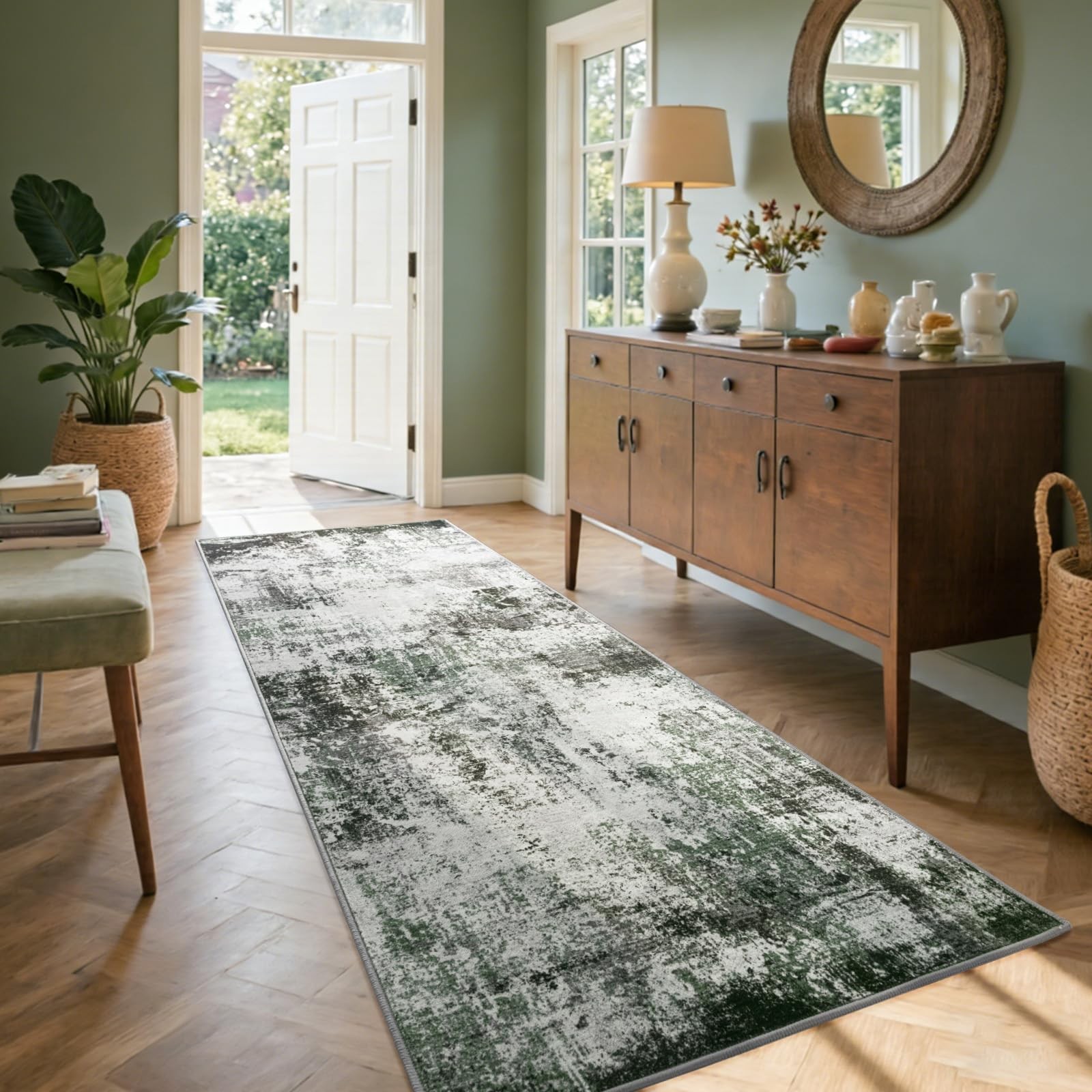 2×6 Ft Washable Runner Rug, Non-Slip Low Pile Hallway Kitchen Area Rug, Soft …