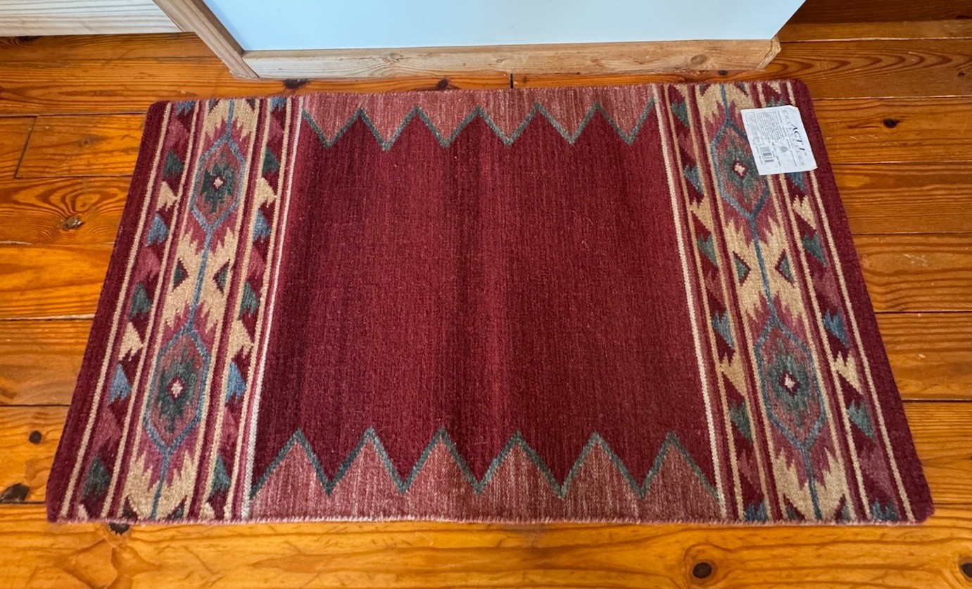Vintage Handwoven Wool Geometric Indian Dhurrie Rug ACT I Collection 2.6×4.2ft