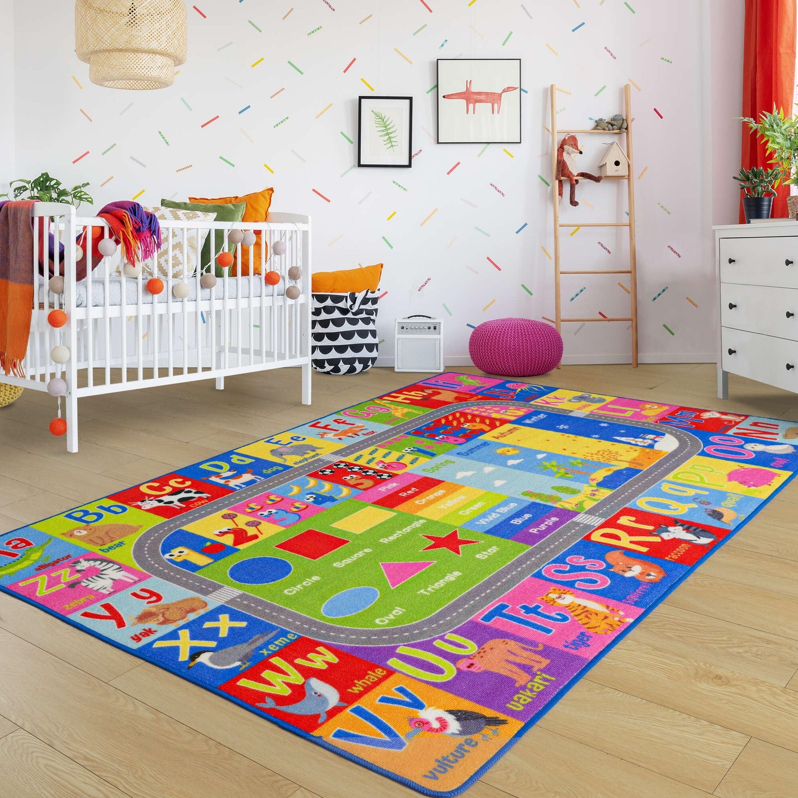 Kids Rug 3×5 Washable ABC Alphabet Numbers Playroom Classroom – Fun Learning
