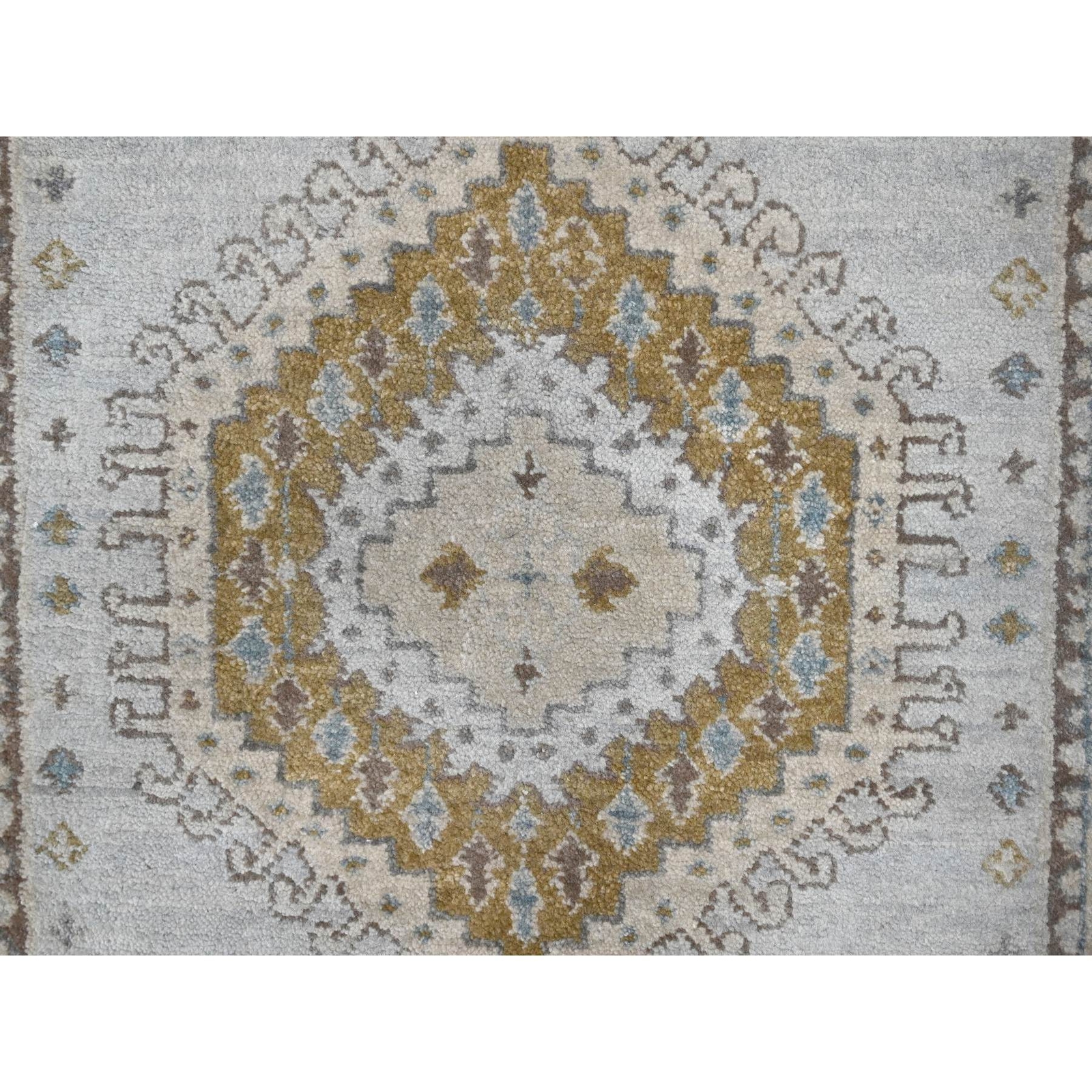 2’7″x19’10” Gray Hand Knotted Pure Wool Zoroastrian Village XL Runner Rug R84923