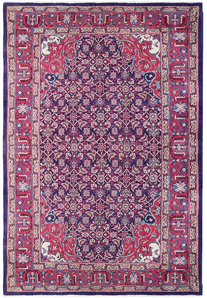 7×11′ Navy Blue Semi-Antique Traditional Herati Rug #B-72027