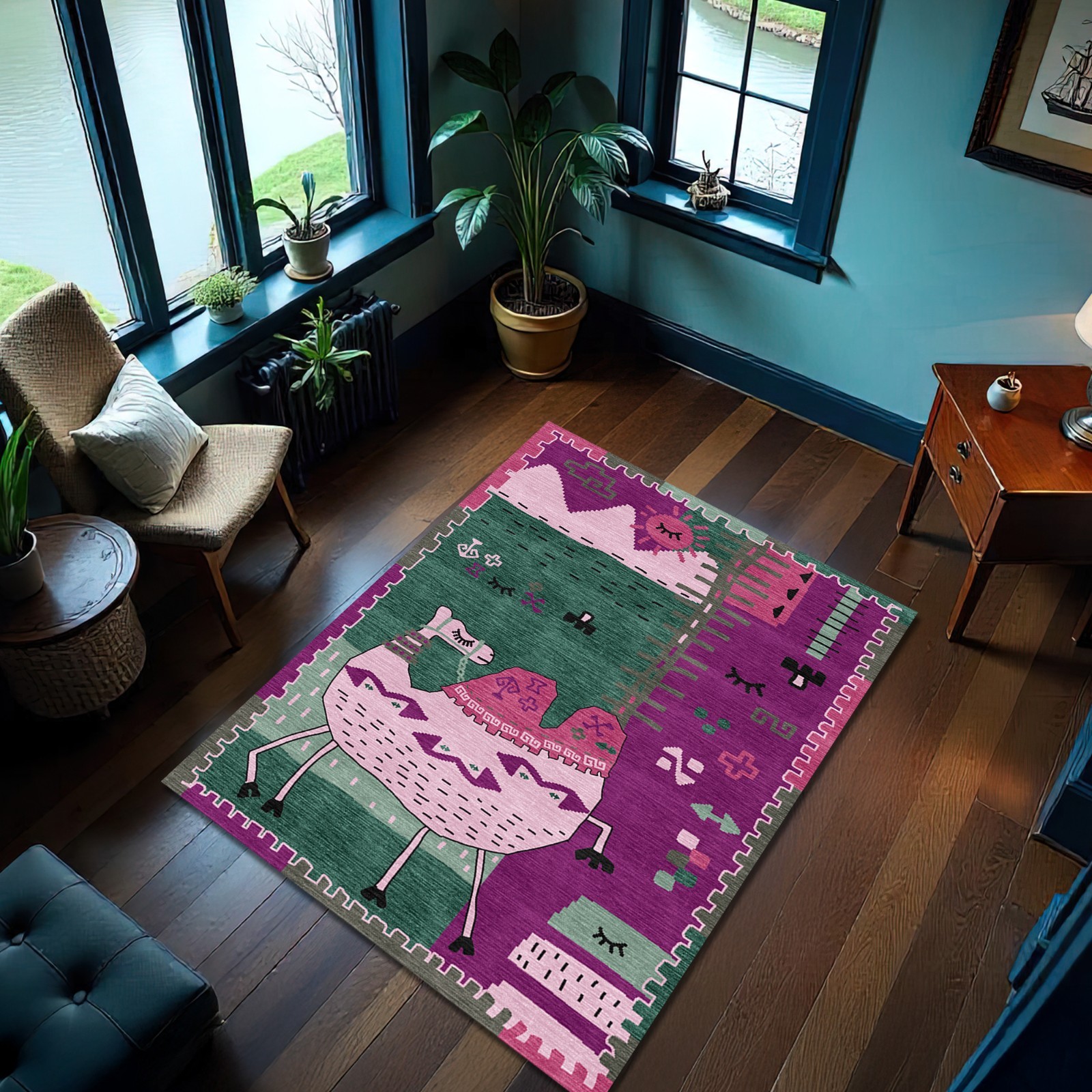 Boho Kids Carpet Moroccan Tribal Style Nonslip Washable Mat