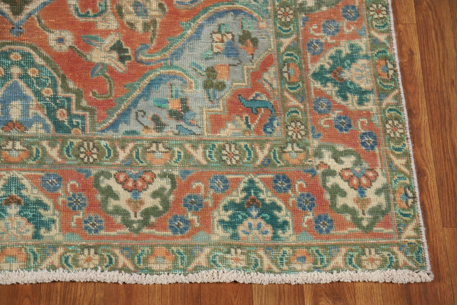 Traditional Rust/ Green Wool Hand-knotted Over-Dyed Vintage Rug 5×6 Carpet