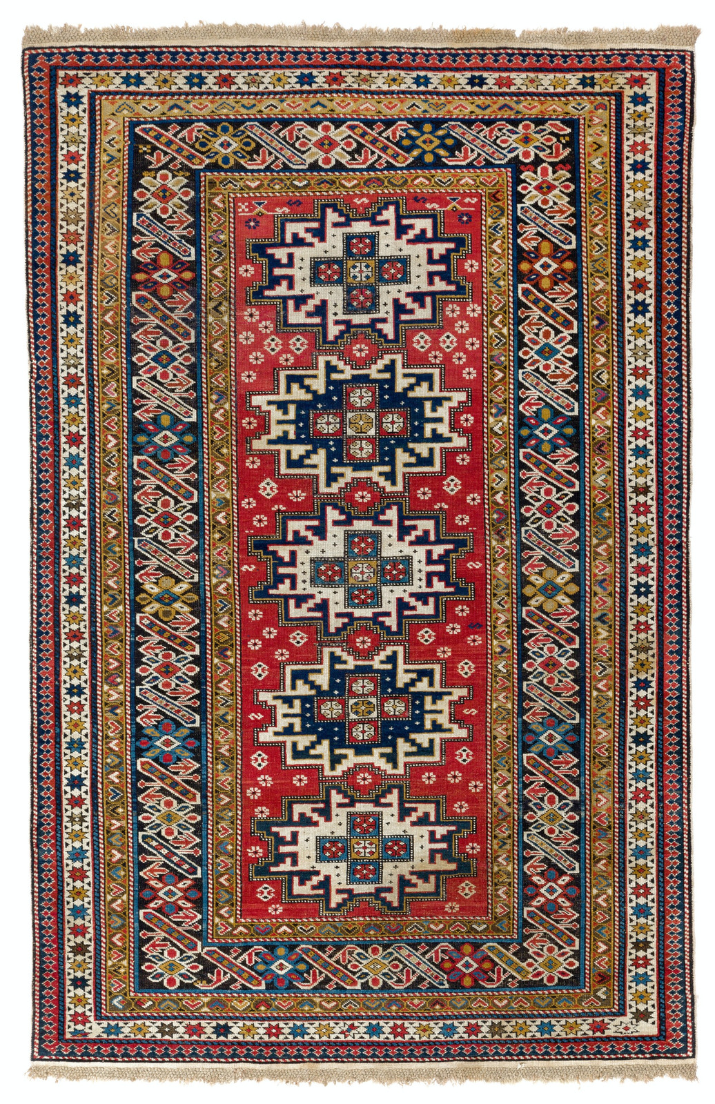 4×6.3 Ft Antique Caucasian Chi Chi Shirvan Rug. Rare Collectors Carpet