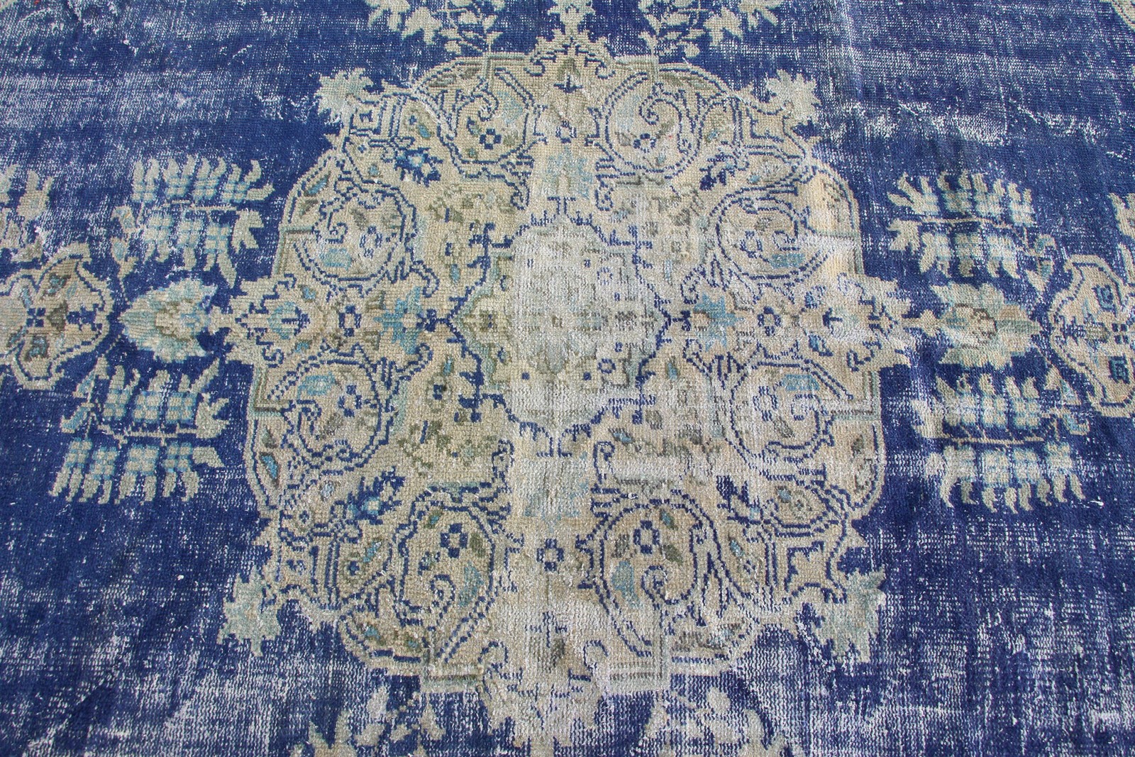 Turkish Vintage Rug 4,8×10,1 ft (145×307 cm), Blue Oriental Wool Rug
