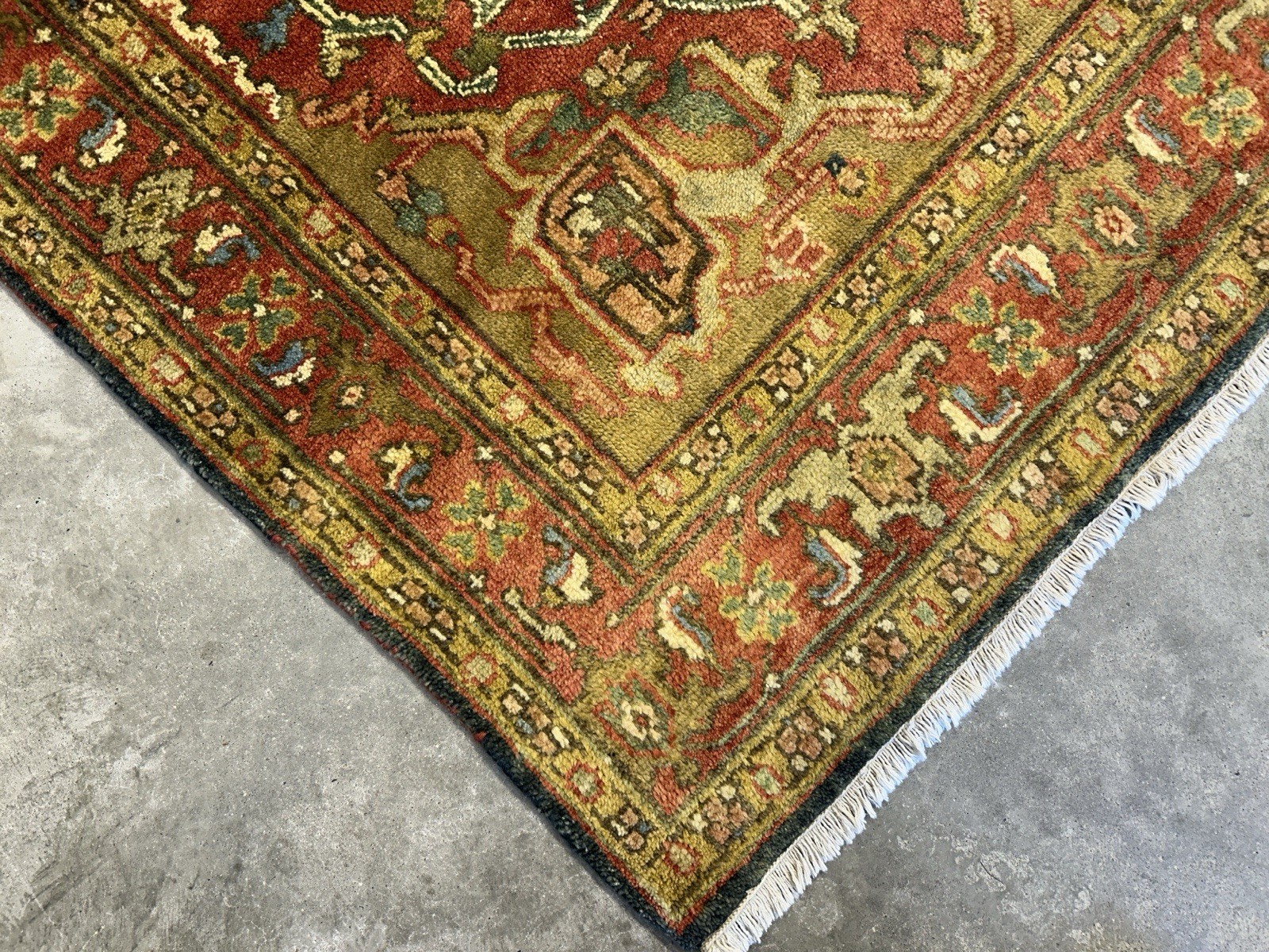 4’1”x6’1” Hand-Knotted Wool Geometric Indoserapi Area Rug – Tribal Carpet