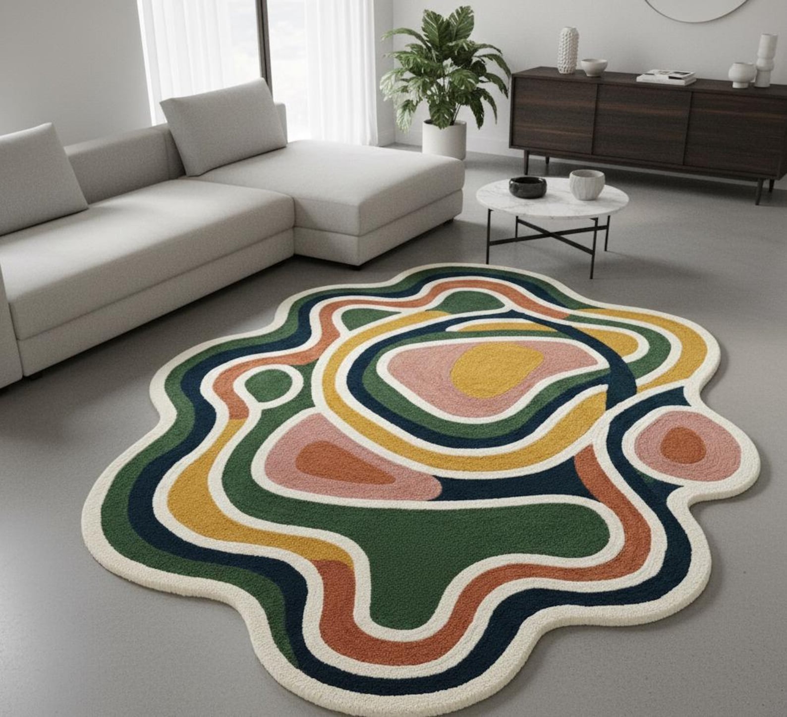 Designer Rug | Irregular Rug | Wool area Rugs | Living Room Rug | Tufted A55