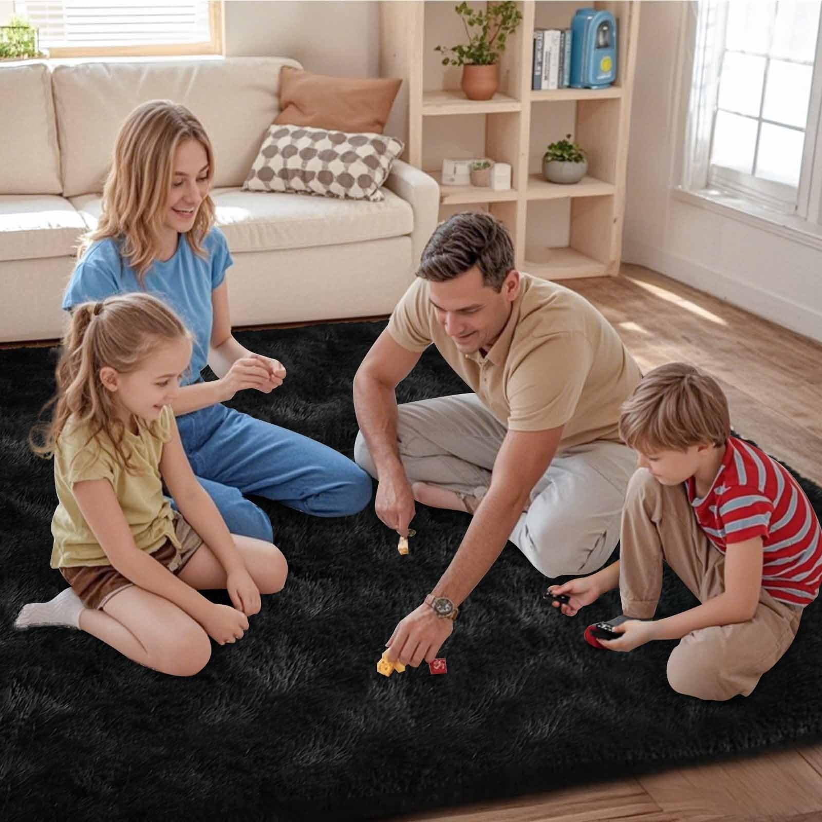 FinRèc 6×9 Feet Black Rugs for Bedroom Living Room, Plush Shag Area Rug, Non…