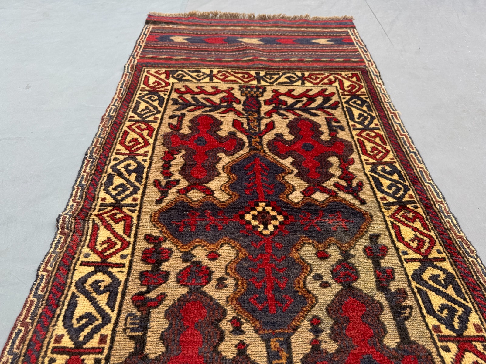 2’5 x 12’2 Ft Striking Baluchi Tribal Runner Rug – Vintage Geometric Wool Carpet