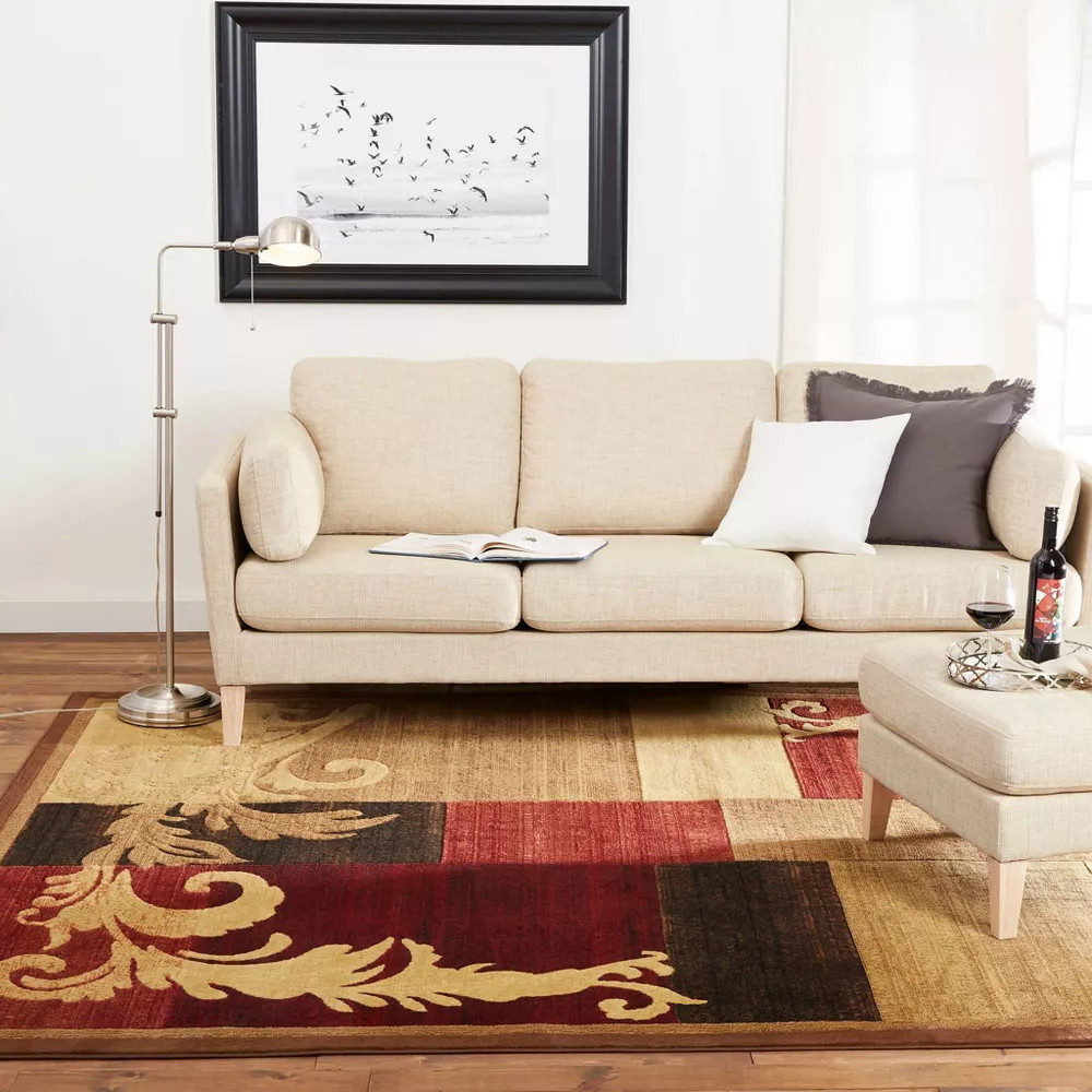 Home Dynamix Catalina Pierre Area Rug Brown Red 5’3″ x 7’2″ Contemporary Scroll
