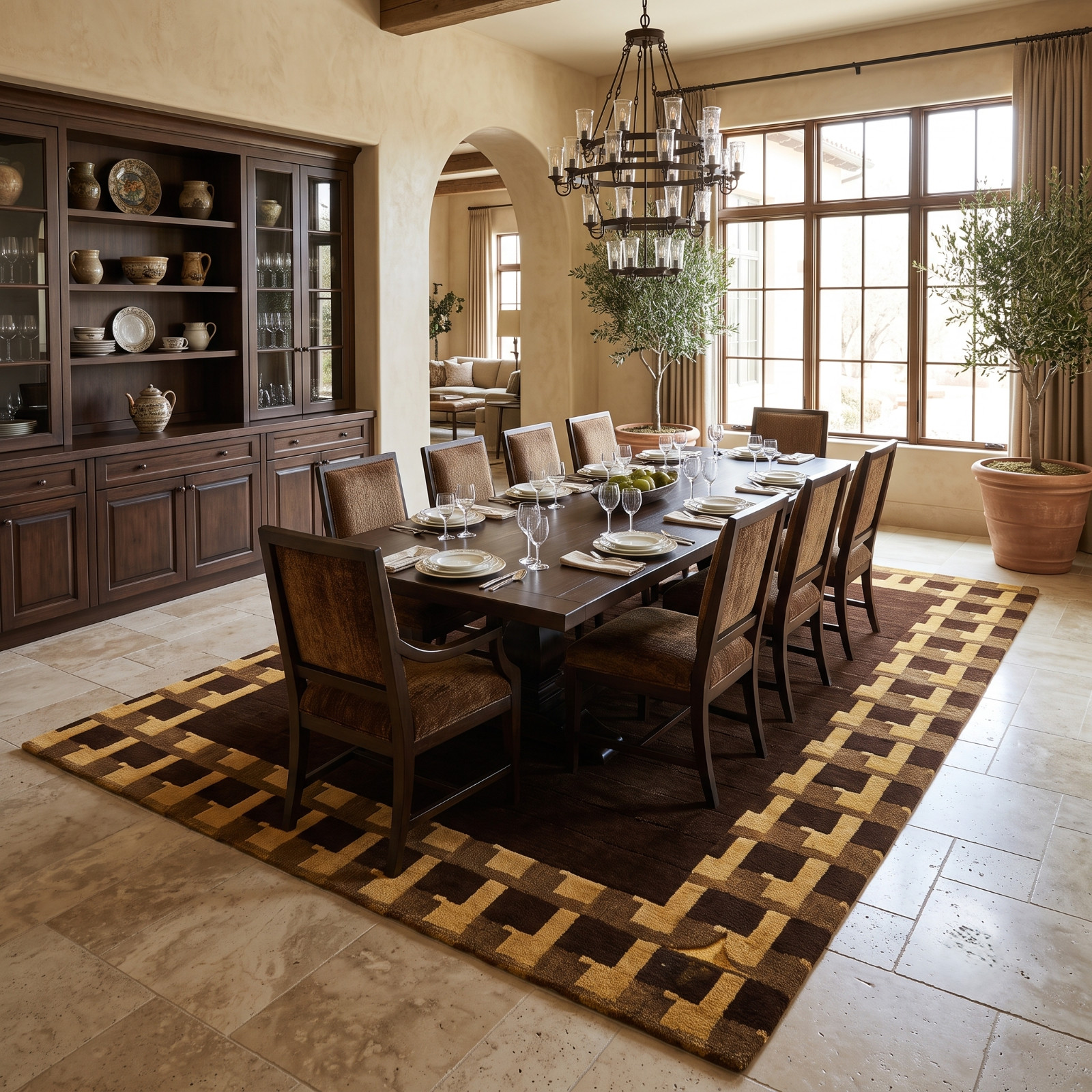 8×10 Hand Tufted Wool Area Rug Brown Handmade Carpet for Living Room Decor