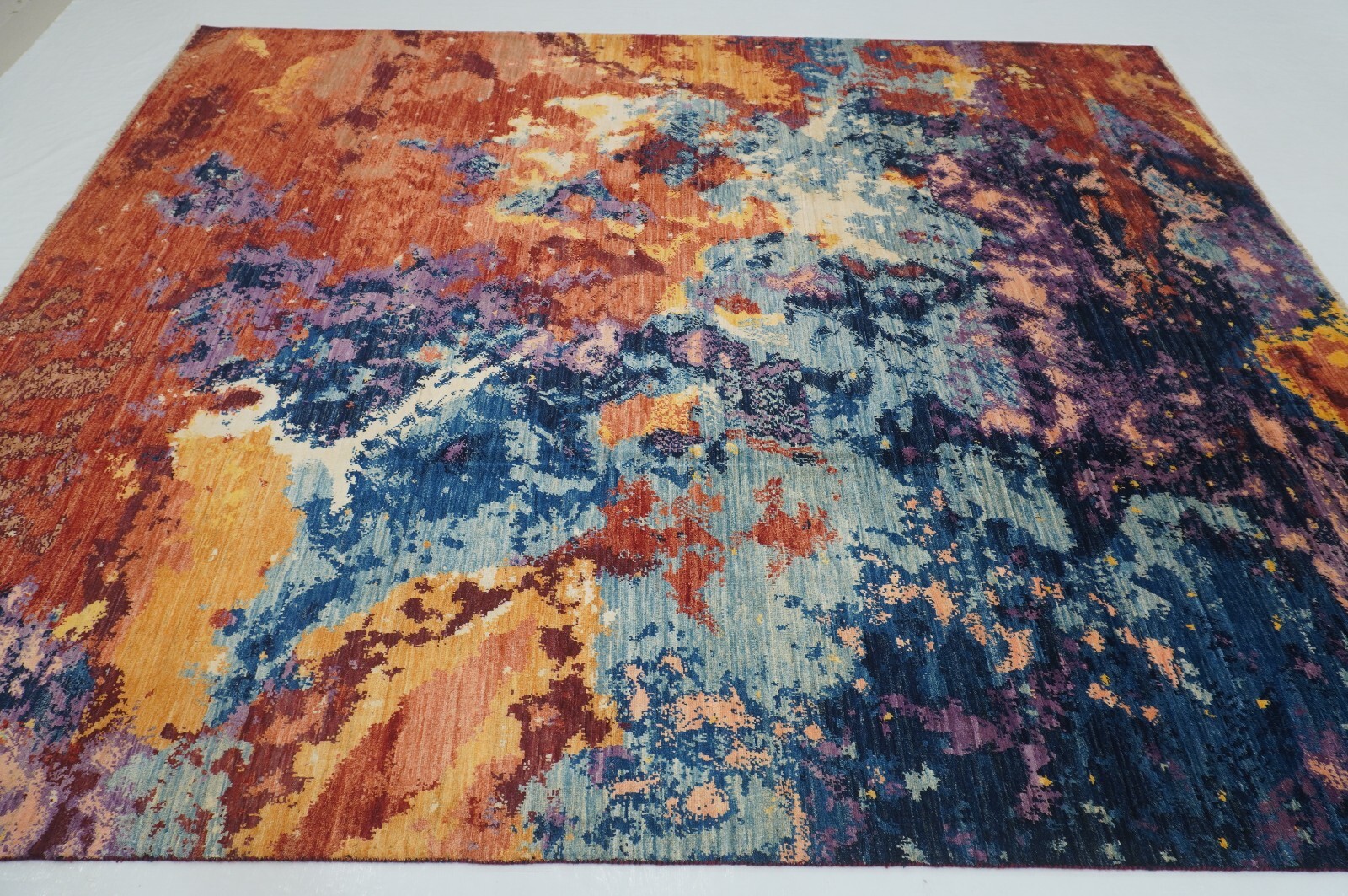 8 x 10 ft Multicolor Modern Contemporary Afghan Hand Knotted Wool Abstract Rug