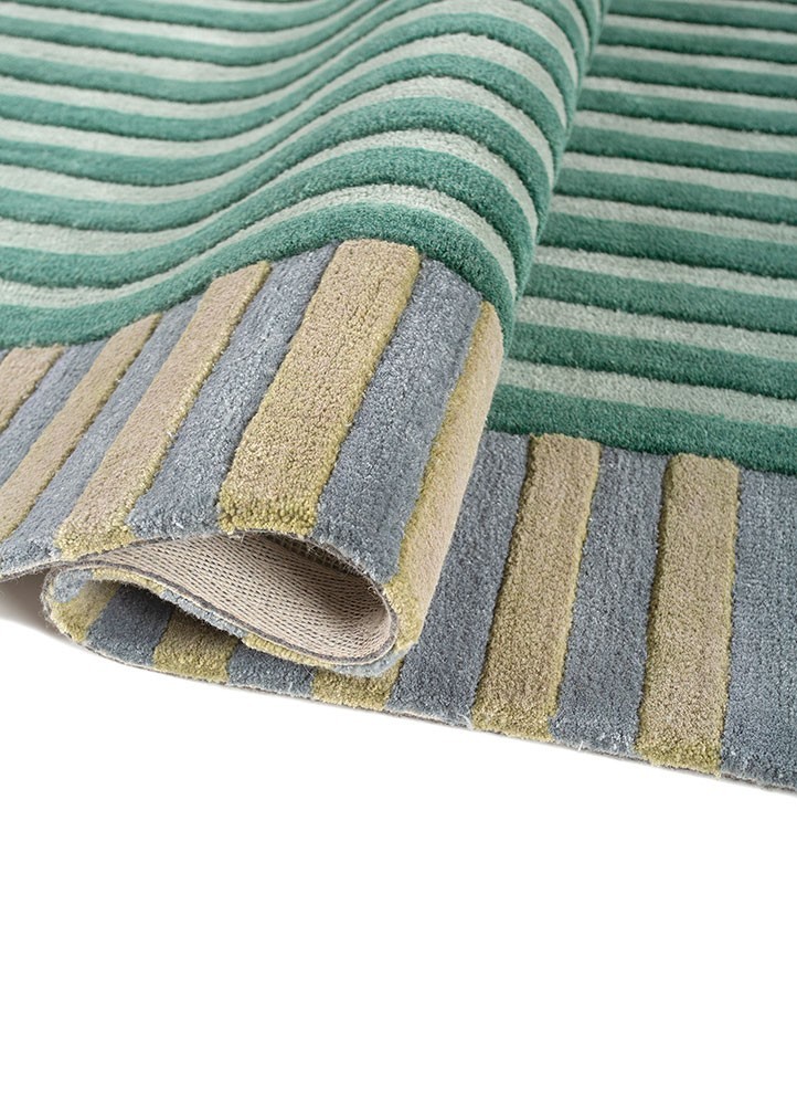 Handmade in Rural India antique green/silver lake blue Modern Living Room 8×12