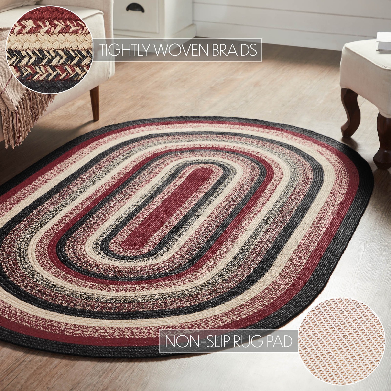 Connell Jute Rug Oval w/ Pad 48×72 VHC Brands