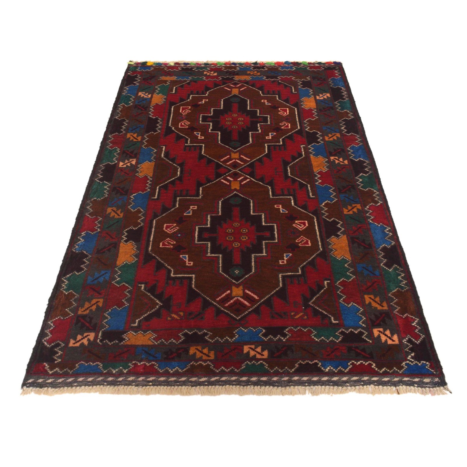 Super Balouch Afghan Adraskan Handmade Rug, 2’10×4’10 ft Tribal Wool Ru, W35454