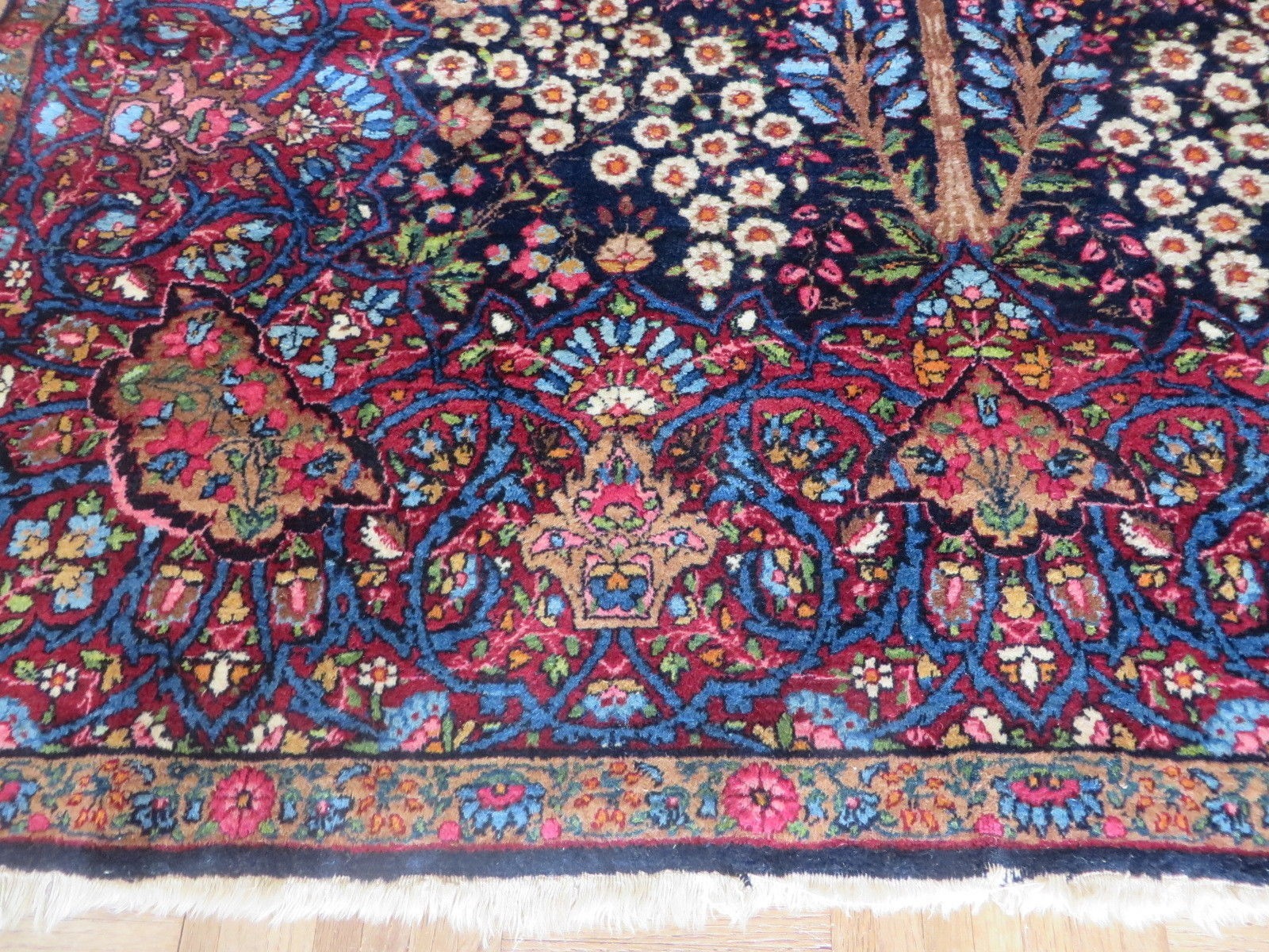 4’7 x 6’10 Hand Knotted Navy Blue Tree of Life Antique Oriental Rug G2798
