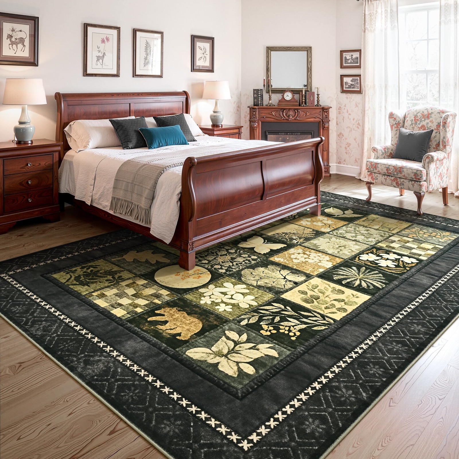 Tepook 4×6 Grey Area Rug Geometric Washable