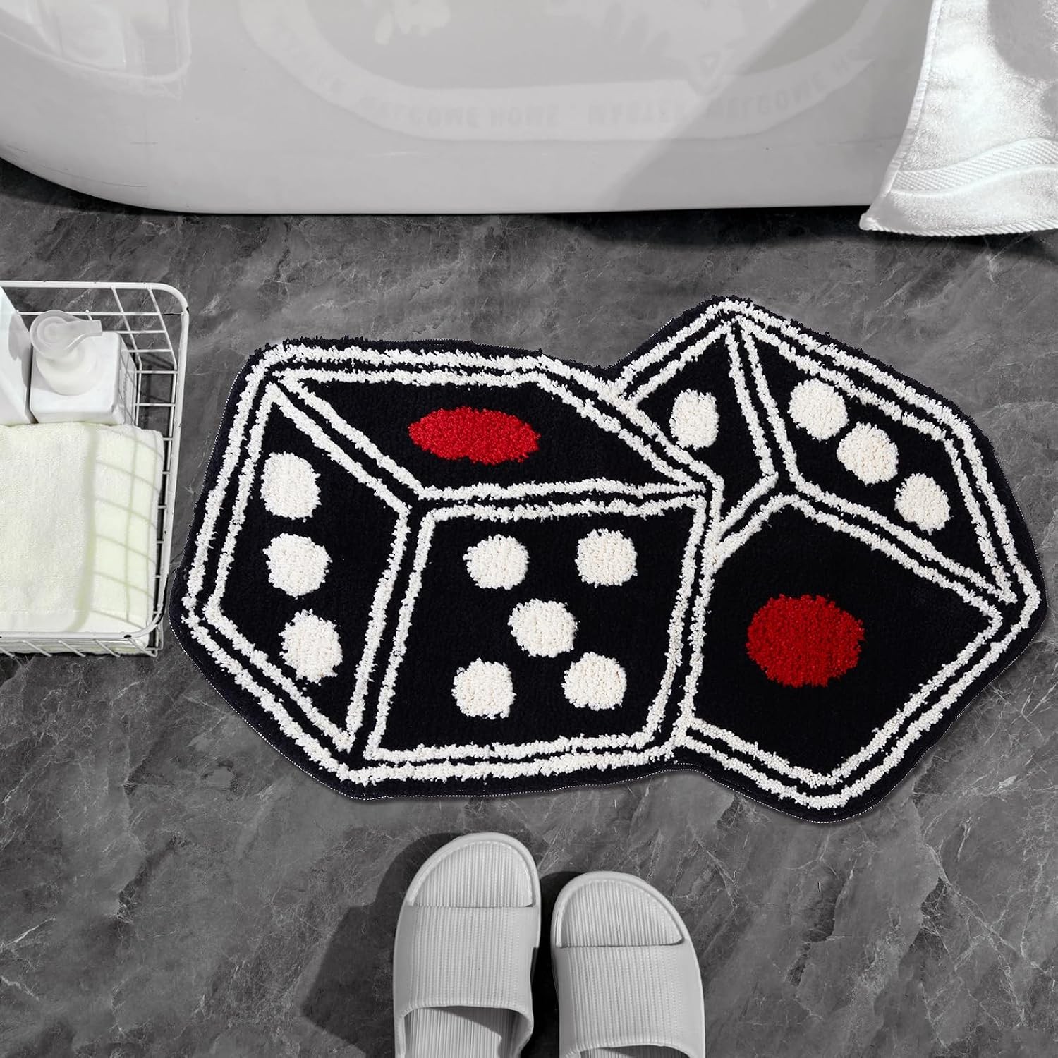 Dice Rug – 31″X23″ Cool Carpet Non-Slip Flocking Floor Bath Mat for Living Ro…