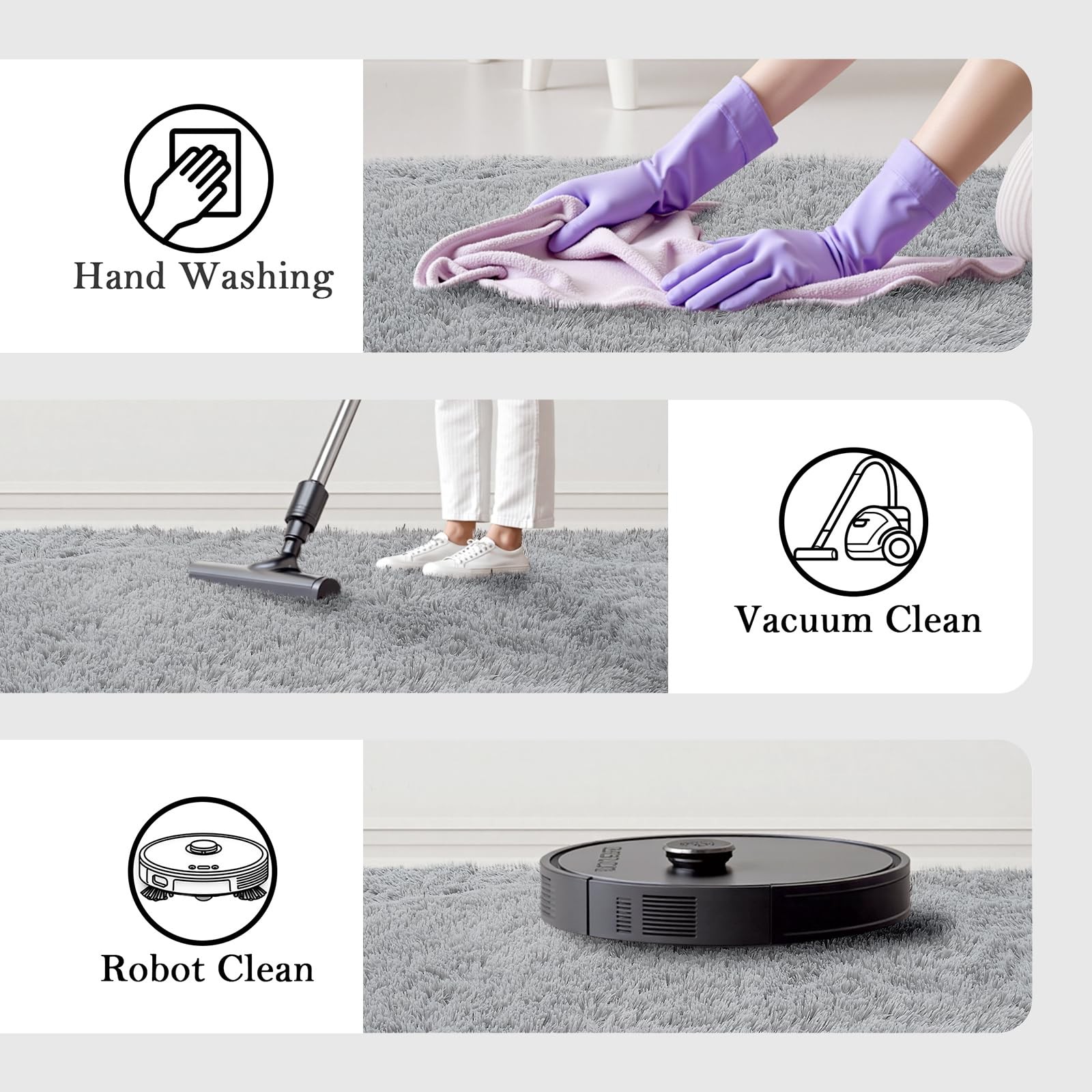 5×8 Fluffy Shag Rug Grey Modern Soft Non Slip Indoor Floor Carpet for Living Roo