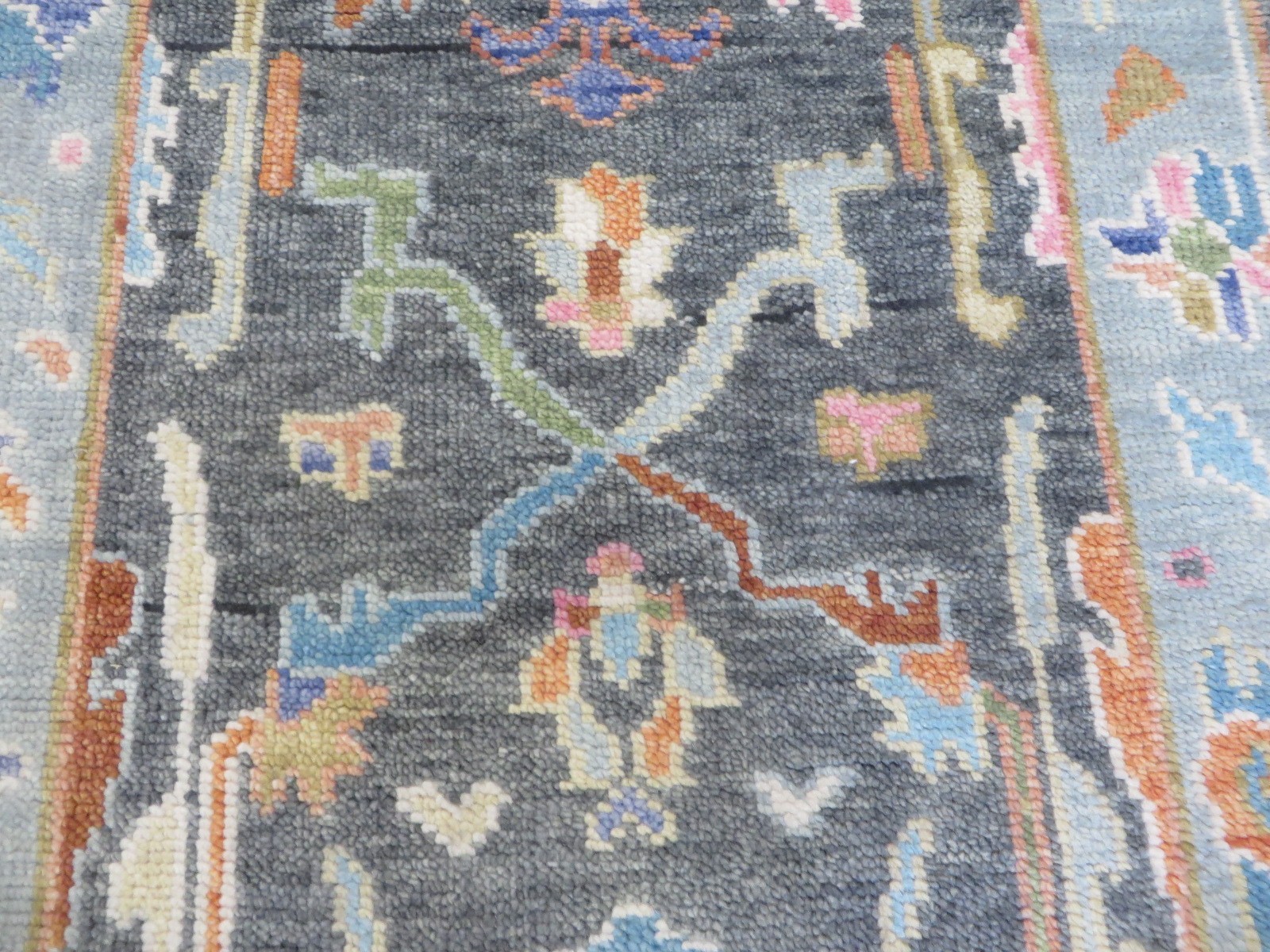 2’8 x 9’9 Runner Hand Knotted Charcoal Black Oushak Oriental Rug G16606