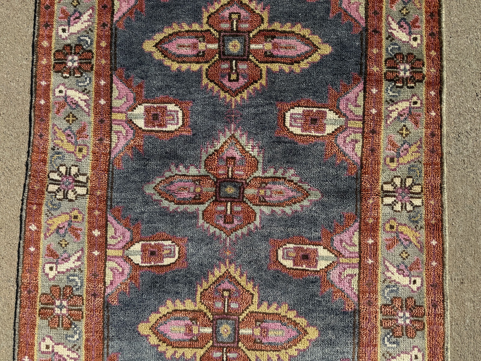 4×6 PINK BLUE HANDMADE WOOL RUG handwoven geometric soft new oushak heriz carpet