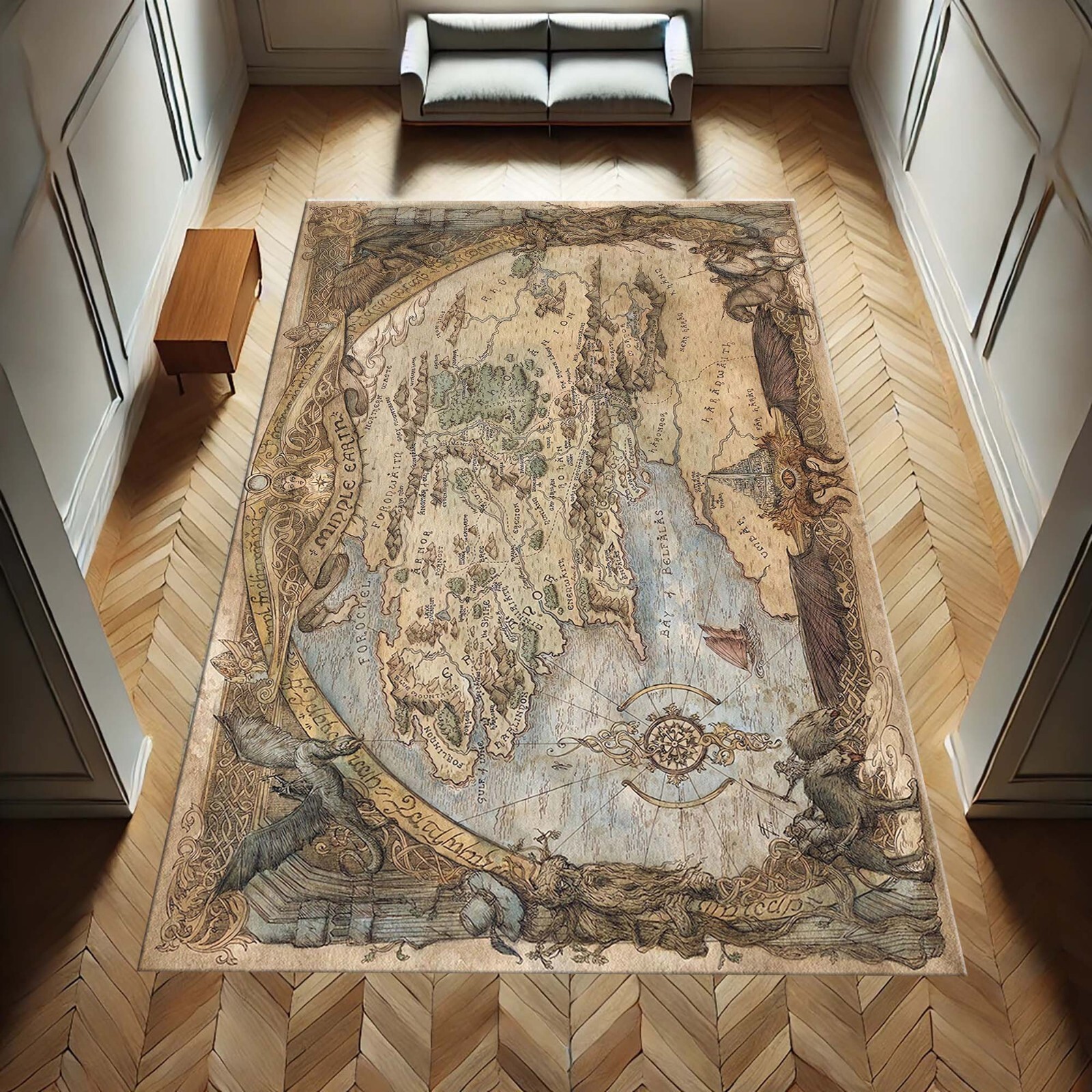 Middle Earth Map Rug, Lotr Unique Design, High-Quality Material, Perfect