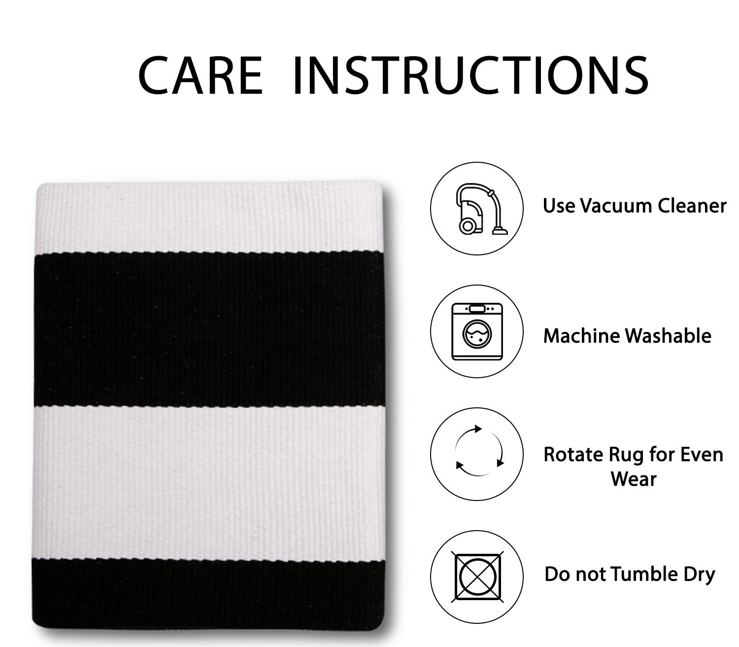 IOHOUZE 3×5 Striped Outdoor Rug, 3′ x 5′ (Rectangular), Black White Stripe