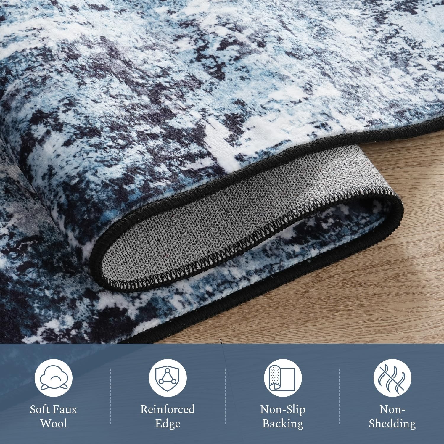 Rugflix 5×7 Area Rugs for Living Room, 5′ x 7′ (Rectangular), 01-ocean Blue