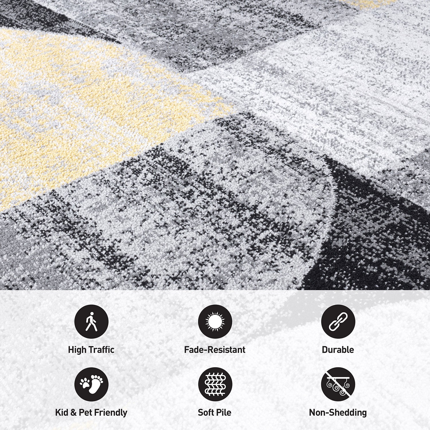 Rugshop Rugs Runners Geometric Design Hallway Rugs Bedroom Rug Yellow Rugs 2×7