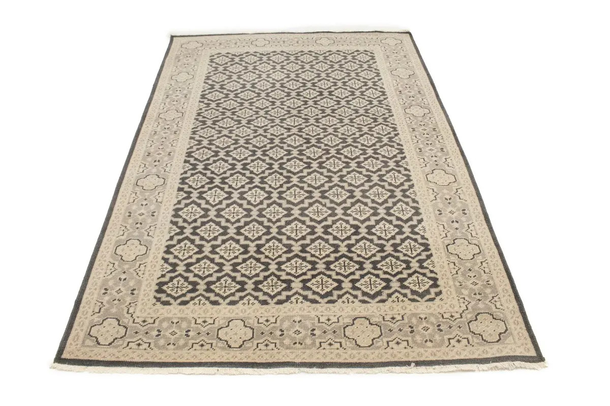 5’7X8’4 ft Handmade Transitional Oriental Rug Charcoal Gray Muted Modern Carpet
