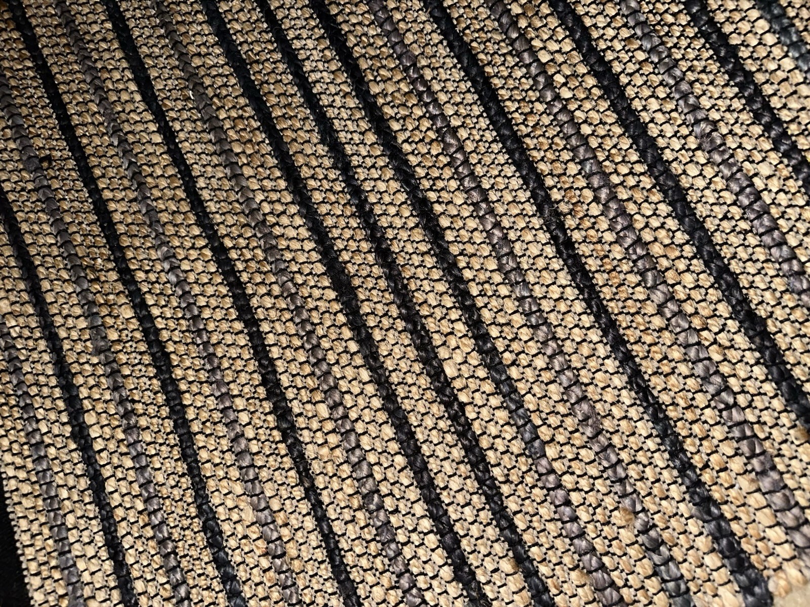 Set Of 2 Black Tan Jute Cotton Rugs Size 45″ x 27″ Brand New