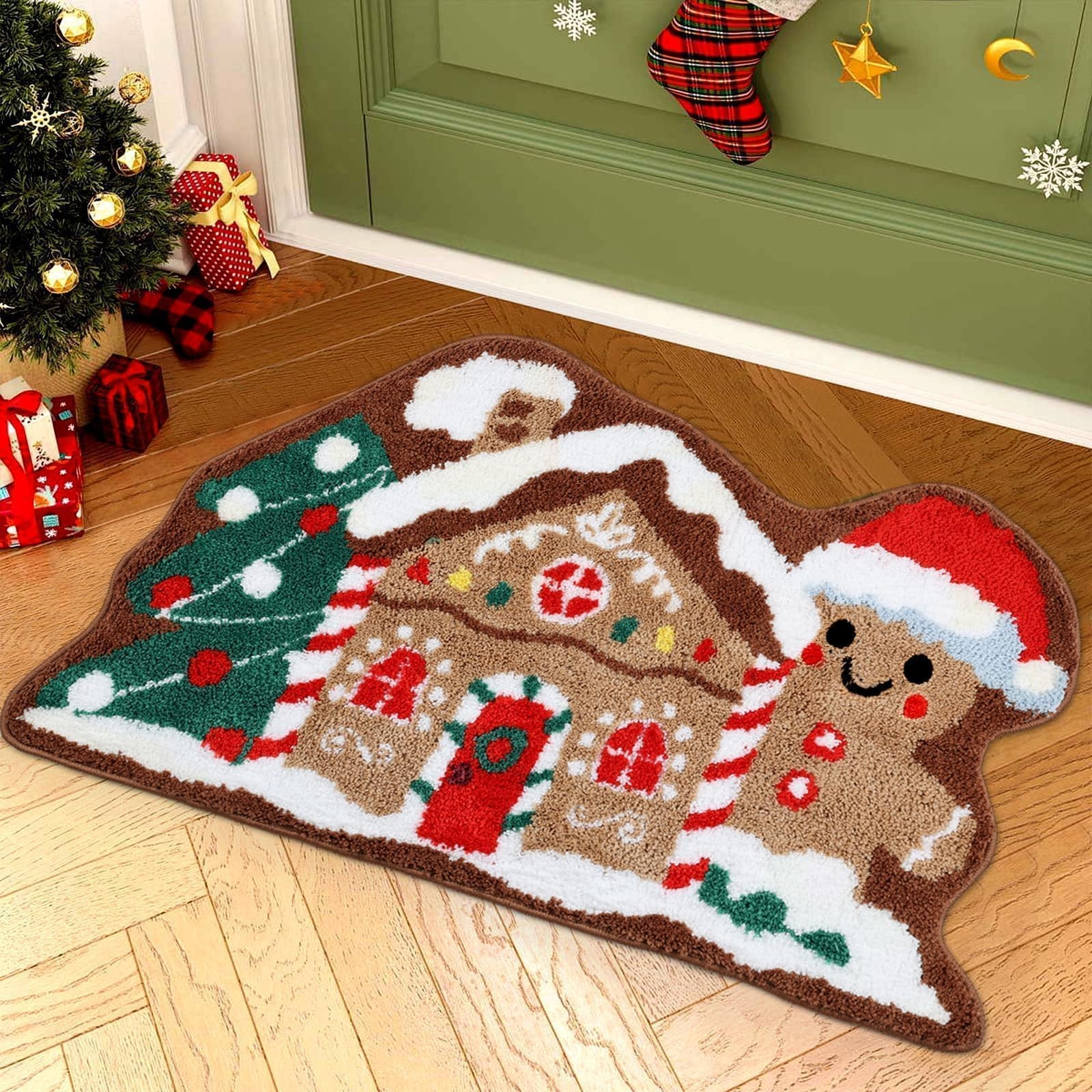Christmas Gingerbread House Bath Rug 39.4 x 23.6 Inch Soft Tufted Absorbent B…