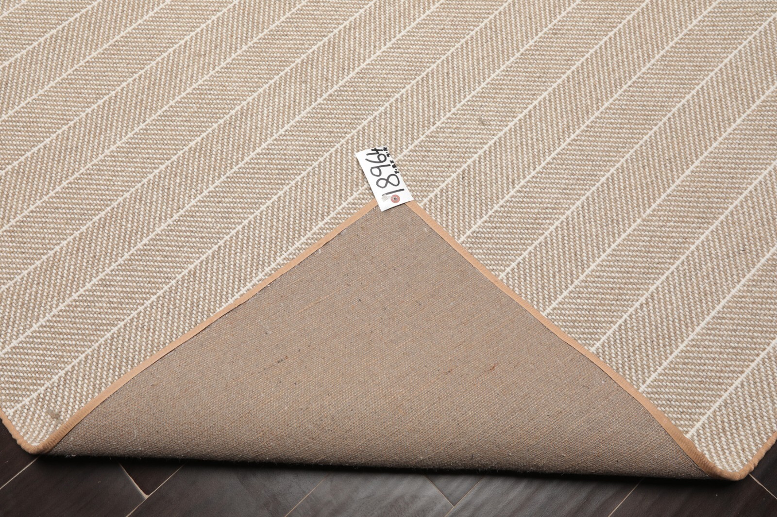 LoomBloom Multi Sizes Tan Hand Woven Flatweave Herringbone New Zealand Wool Rug